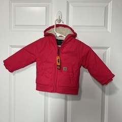 NWT Carhartt Toddler Girl 100% Cotton Canvas Insulate Hood Active Jacket US 12M