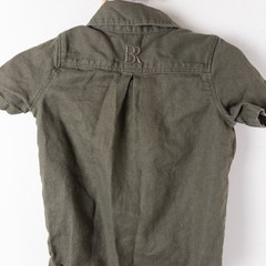 Banana Republic Romper Baby 3-6M Olive Green Utility Linen Cotton Bodysuit