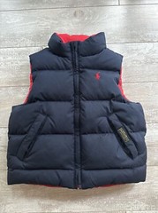 Polo Ralph Lauren Down Puffer Vest Toddler Size 2T Navy Blue & Red Reversible