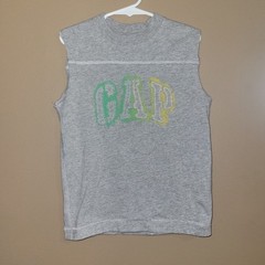 Baby Gap Muscle Tank Top Boys 4T Grey/Green/Yellow with Applique “GAP”