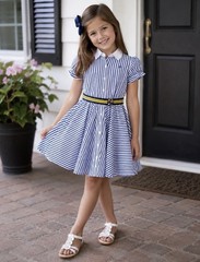 Ralph Lauren Striped Poplin Dress in Blue White Yellow baby infant 24 months