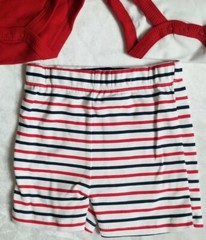 Red White Stripes Star Embroidery 3pc Baby Clothing Set Cute Fun Outfit Sz 0-3Mo
