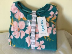 New Carter’s Floral Fleece Pajama PJs 1 pc Toddler Girl Sleeper Footie Teal
