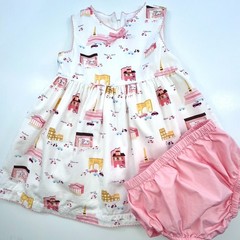Vintage Gymboree Outlet 2007 LITTLE ROME Print Dress w d/c 6-12 M
