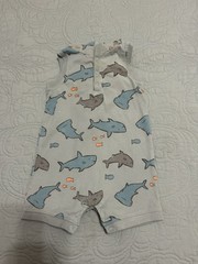 Carter’s One Piece Romper Outfit w/Hood Sharks Boys Size 9 months