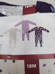Member’s Mark Baby 3-Pack Organic Cotton Soft Sleep And Play Purple Sz 18M BR3