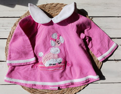 Austin & Ashley Poodle Buttons Pink Top 12 mo Velvet Collar & Trim Retro Kitsch