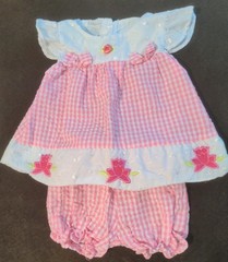 Teddy Boom Baby Girls Pink & White Gingham Eyelet 2 Piece Set Size 0-3 Months
