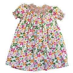 Strasburg Floral Smocked Bishop Dress Girls 24M Multi Color 100% Cotton FLAW