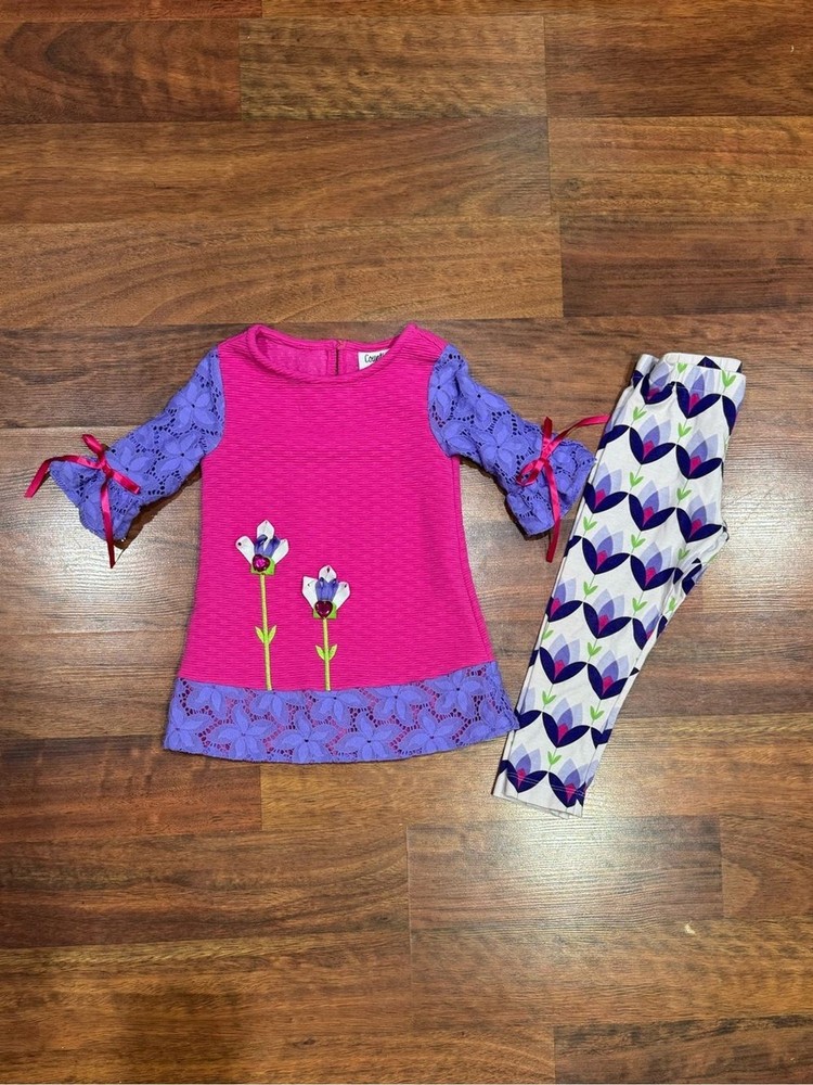 Counting Daisies – Pink and Purple Flower Applique Matching with Floral Pant