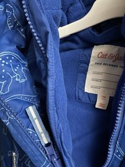 Cat & Jack 3-in-1 Hooded Water/Wind Resistant Full Zip Dino Puffer Coat 12M