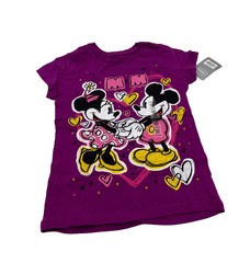 Disney Store Minnie & Mickey Mouse Girls T-Shirt Purple Size S (5/6) New
