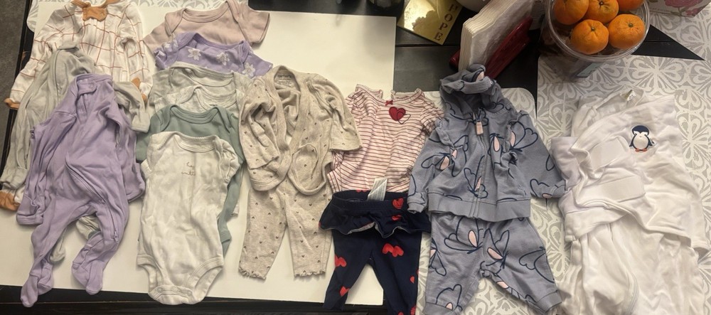 Bundle Lot 15ea Carter’s Neutral Heart Knit One-Piece Set — Beige/White/Pastel