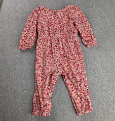Baby Girls One-Piece Jumpsuit 6-12M 100% Cotton Pink Floral Long Sleeve