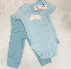 12M Carter’s Just One You ” What’s Hoppin” 2 Piece Easter outfit blue striped