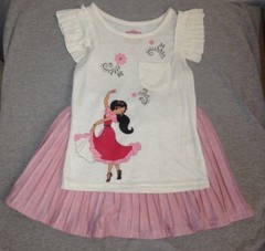 Elena Avalor Girls Graphic-Print Tank Top & Skirt Skort Set Ivory Pink Size 6
