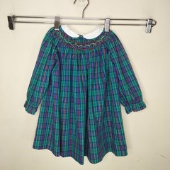 The Smockery Vintage Dress Girls 2T Plaid Cotton Collared Buttons