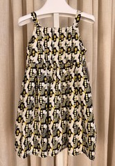 WILLOUGHBY Strappy Yellow & Black *GEO PRINT* Pleated Cotton Sun Dress 3T NWT