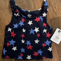 Celebrate Patriotic Tank Top Navy Blue W/ Red,White & Blue Star Sz 2T