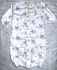3-6 Months Girls White/Purple Floral Bow Cotton Snap Coverall Baby Club Chic