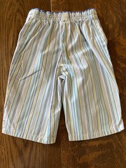 Vtg Gymboree 2002 Spring Showers teal periwinkle striped capri ankle pants 12-18
