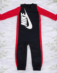 Nike Infant logo 24M Jumpsuit Black/Red 34-36 inc/28.5-30 lb/Swoosh US Seller