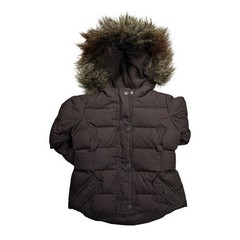 babyGap Parka Coat Toddler 18-24 Months Brown Hooded Down Fill Puffer Faux Fur