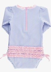 Ruffle Butts Seersucker One-Piece Rashguard Swimsuit NWOT 3-6 months