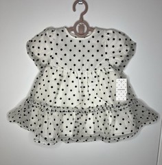 Nordstrom Baby Dress 12M White Polka Dot Ruffle Hem + Bloomers NWT