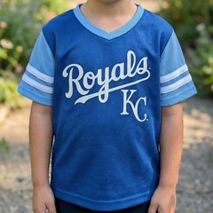 Kansas City Royals MLB Kids Blue Mesh Jersey V-Neck T-Shirt Genuine Merchandise
