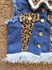 Unbranded Leopard Cheetah Animal Print Denim Vest Tulle Hem Baby Girl Toddler 80