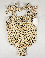 Mud Pie Baby Girl Leopard Swimsuit 12-18M Pink Tutu One Piece UPF 50+ NWT