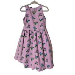 Janie and Jack Girls Lavender Floral Seersucker Bow Back Cutout Dress Size 3