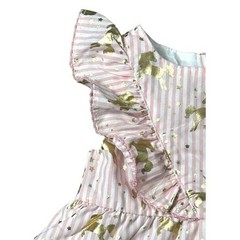 Penelope Mack Pink Stripe Ruffle Dress Gold Unicorns Print Princess Toddler 18M