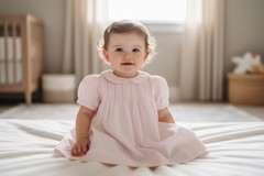 NWT Petit Ami Pink Pintuck 3PC Dress 3 Months Baby Girls Bonnet 3M Bloomers