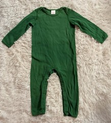 Hanna Andersson Organic Cotton One Piece Romper Pajamas Sleeper Green Unisex 3T