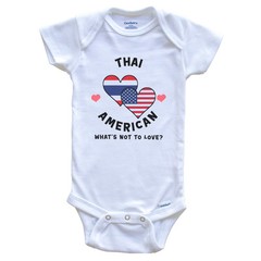 Thai American What’s Not To Love Heart Flags Thailand Baby Bodysuit
