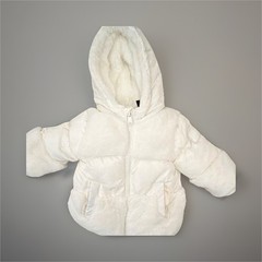 DKNY Jeans Unisex Baby/Toddler 12 Months White Hooded Puffer Jacket Full Zip