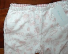 NWT Ralph Lauren Baby Girl’s Reversible Sweatpants Size 18M Color White/Pink $50