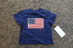 New Ralph Lauren Baby Boy’s American Flag T-Shirt – Size 3M – Navy Blue