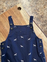 Janie and Jack 6-12M Blue Dog Print Sleeveless Button Shortall Overall