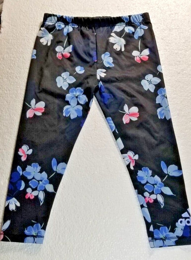 Adidas Toddler Girl’s Floral Pants Pull-On Elastic Waist Activewear 24 Months