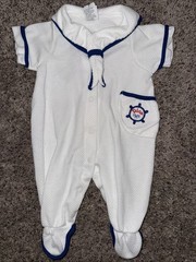 Vtg Baby Dior Small (up to 11 Pounds) Sailor Collar White/Blue Nautical Sailing