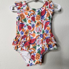 Tucker + Tate Tropical Fruit Ruffle One Piece Swimsuit White 12M Baby Girl