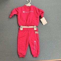 Champion Pink 2 Piece Sweatshirt and Pants Set Joggers Logo Sporty Baby Size 6M