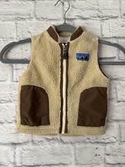 18M Infant Toddler vintage patagonia Sherpa Vest Tan Beige Brown Cute Warm Baby