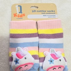 IQ Kids Unicorn Rattler Bed/Slipper Socks Striped Multicolor 0-12 Months