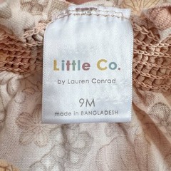Little Co Lauren Conrad Dress Baby Girl 9M Peach Floral Smocked Linen Cotton