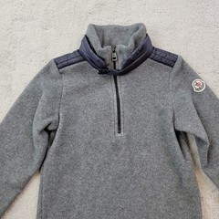 Moncler 1/4 Zip Pullover Boys 3 Gray Fleece Soft Warm Sweater Embroidered Logo