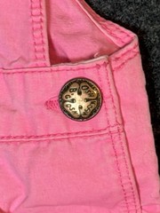 Vintage Oshkosh Overalls 2t Pink Girls Snap Crouch Pockets Side Buttons Straps